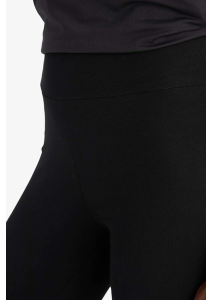 Fit Yüksek Bel Beli Saran Pamuklu Basic Düz Sporcu Tayt Z6327AZ25AU