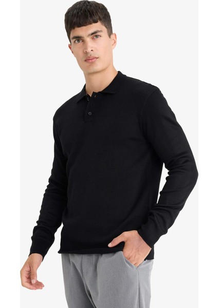 Standart Fit Polo Yaka Düğmeli Triko Kazak B9713AX25AU modelleri