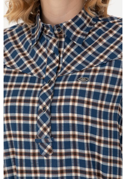 Kadın Lacivert Gömlek Desenli 50271513-VR033