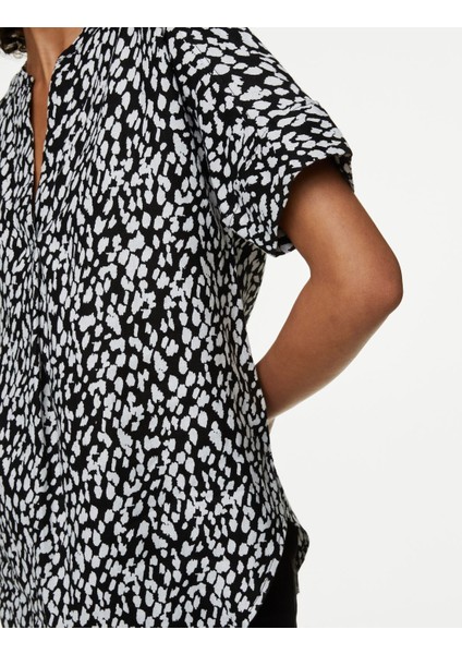 Kısa Kollu Keten Popover Bluz modelleri