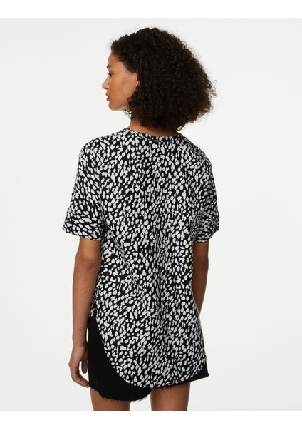 Kısa Kollu Keten Popover Bluz fırsatları