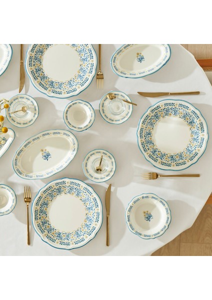 Liana Stoneware 26 Parça 6 Kişilik Kahvaltı Takımı Mavi