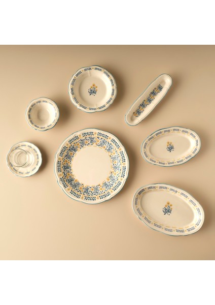 Liana Stoneware 26 Parça 6 Kişilik Kahvaltı Takımı Mavi
