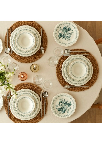 Isabella Stoneware 24 Parça 6 Kişilik Yemek Takımı Yeşil