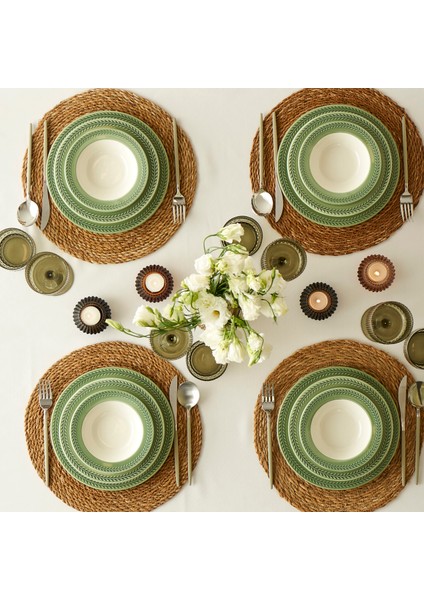 Monica Stoneware 12 Parça 4 Kişilik Yemek Takımı Yeşil