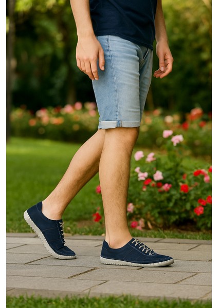 GR0335 Hakiki Nubuk Deri Dikişli Poli Taban Erkek Sneaker Spor Ayakkabı