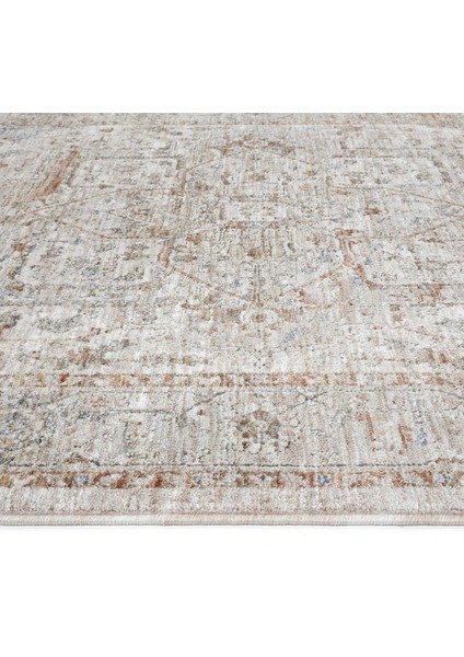 Prime Bej Modern Vintage Eskitme Etnik Desenli Otantik Halı Yumuşak Klasik Salon Oturma Odası Halısı
