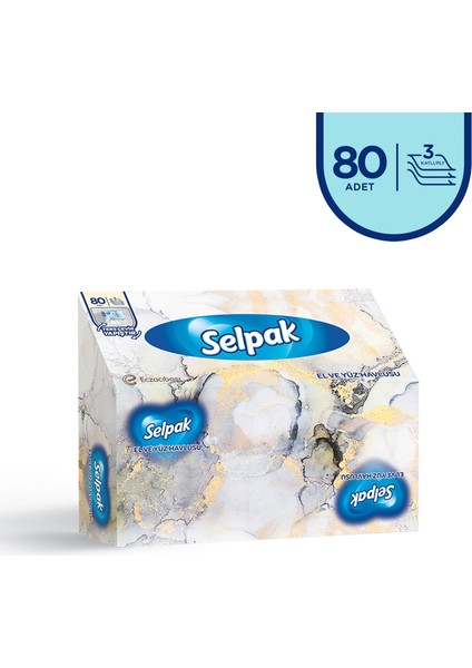 El ve Yüz Havlusu Kutulu Mermer Desen 80 Yaprak