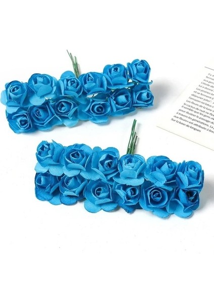 Mavi 12 Adet Yapay Gül Buketi Kağıt Çiçekler Ev Deco Düğün Dekorasyon Noel Dekorasyon 2023 Dıy Gelin Çelenk El Sanatları (Yurt Dışından)