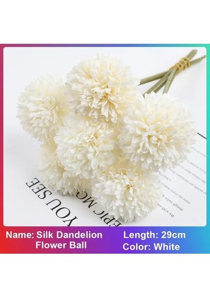 A-Beyaz 6 Adet 3/6/10 Adet Ipek Karahindiba Çiçek Topu Çiçekler Dıy Ev Düğün Dekorasyon Yapay Çiçek Buketi Sevgililer Günü Hediyeleri (Yurt Dışından)