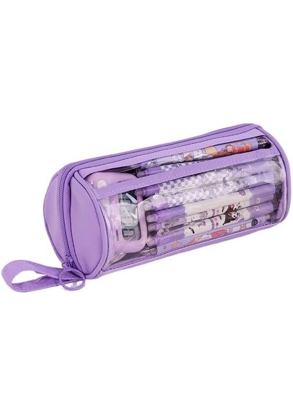 Silindir Şeffaf Kalem Çantası Çok Fonksiyonlu Ilkokul ve Ortaokul Öğrencileri Için Kalem Kutusu Büyük Kapasiteli Kırtasiye Kutusu (Yurt Dışından)