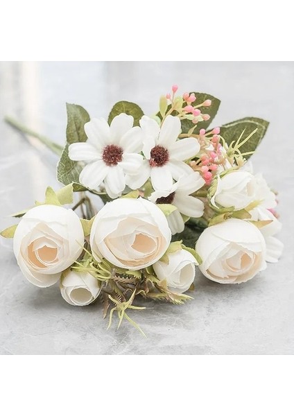 Beyaz 2 Adet Ipek Gül Pembe Yapay Çiçekler Buket Plastik Aksesuarlar Ev Oturma Odası Düğün Masa Dekorasyon Çiçek (Yurt Dışından)