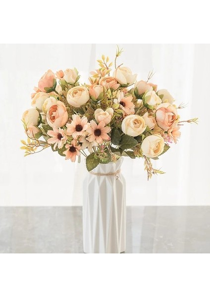 Beyaz 2 Adet Ipek Gül Pembe Yapay Çiçekler Buket Plastik Aksesuarlar Ev Oturma Odası Düğün Masa Dekorasyon Çiçek (Yurt Dışından) modelleri
