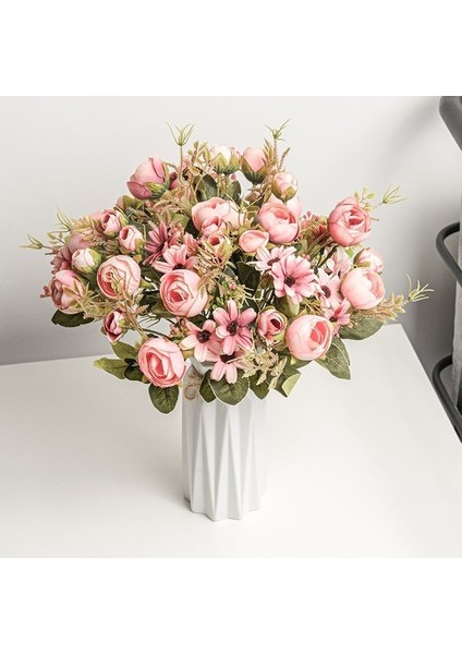 Beyaz 2 Adet Ipek Gül Pembe Yapay Çiçekler Buket Plastik Aksesuarlar Ev Oturma Odası Düğün Masa Dekorasyon Çiçek (Yurt Dışından) indirimleri