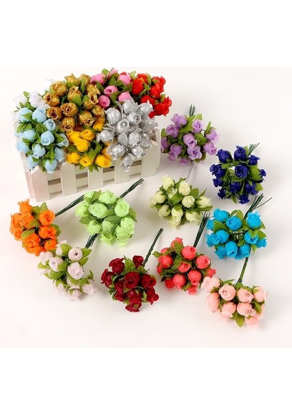 Bordo 12 Adet 12 Adet/grup Mini Yapay Gül Çiçek Buketi Ipek Çiçekler Ev Dekor Düğün Dekorasyon Zanaat Çelenk Hediye Aksesuarları (Yurt Dışından) modelleri