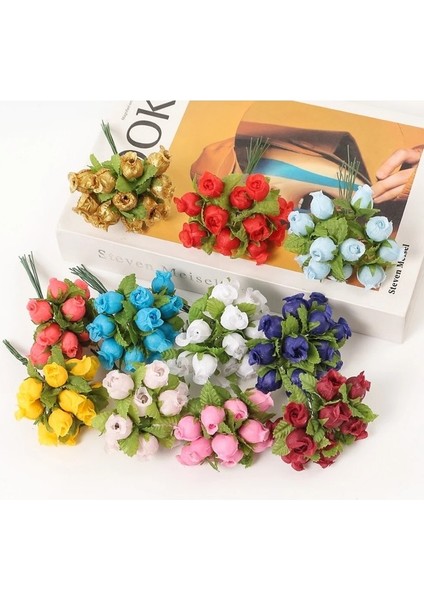 Bordo 12 Adet 12 Adet/grup Mini Yapay Gül Çiçek Buketi Ipek Çiçekler Ev Dekor Düğün Dekorasyon Zanaat Çelenk Hediye Aksesuarları (Yurt Dışından) indirimleri