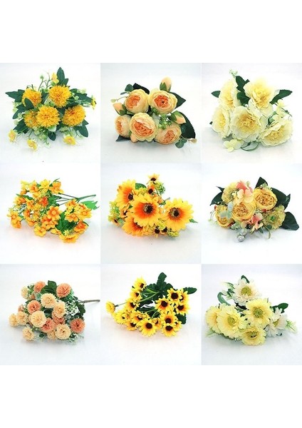 15 Sarı Çeşitli Sonbahar Çay Gül Şakayık Ipek Çiçek Sonbahar Gerbera Papatya Çiçek Plastik Dıy Düğün Ev Aksesuarları (Yurt Dışından) fiyatları