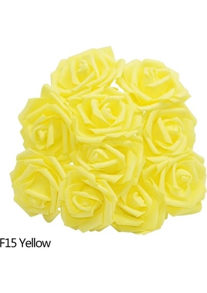 F15 Sarı 10 Adet 10/20/25/30 Adet Beyaz 8 cm Köpük Yapay Gül Çiçek Çubuk Diy Ev Dekor Kapalı Çiçek Sanat Düğün Dekorasyon Buket (Yurt Dışından)
