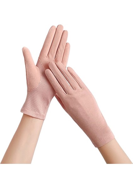 Güneş Koruması Kadın Kısa Yaz Dokunmatik Ekran Anti Ultraviyole Pamuklu Sürüş ve Binicilik Rahat Ince Nefes Alabilen Elnler (Yurt Dışından)