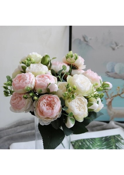 Kırmızı 1 Paket Ipek Şakayık Buket Ev Dekorasyon Aksesuarları Düğün Parti Karalama Defteri Kiler Diy Ponponlar Yapay Güller Çiçekler (Yurt Dışından) fırsatları