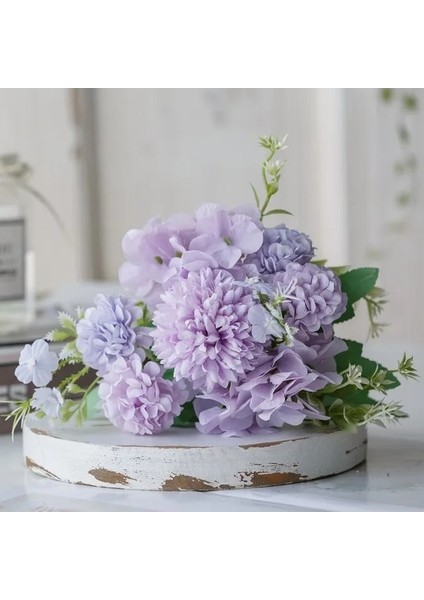 Stil 3 1 Buket Mor Yapay Çiçekler Şakayık Çay Gülü Sonbahar Ipek Çiçekler Dıy Oturma Odası Ev Bahçe Düğün Dekorasyon Için (Yurt Dışından)