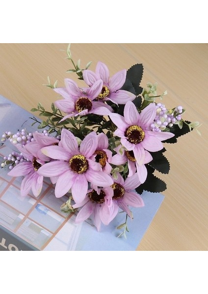 Stil 2 1 Buket Mor Yapay Çiçekler Şakayık Çay Gülü Sonbahar Ipek Çiçekler Dıy Oturma Odası Ev Bahçe Düğün Dekorasyon Için (Yurt Dışından)