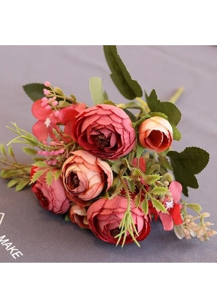 Stil 10 Kırmızı Yapay Çiçekler Şakayık Çay Gül Sonbahar Ipek Çiçekler Dıy Oturma Odası Ev Bahçe Düğün Dekorasyon Için (Yurt Dışından)