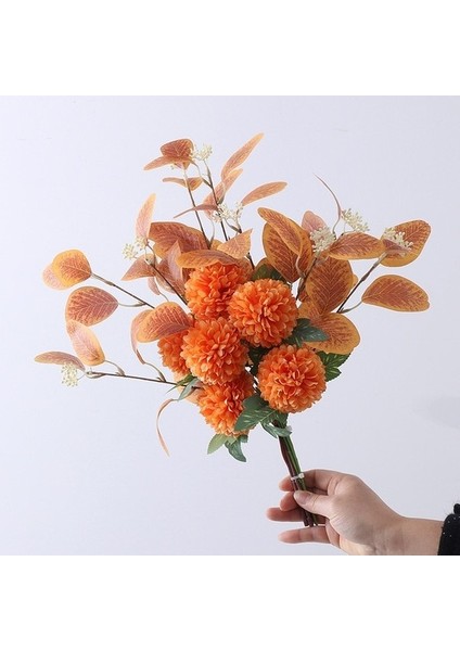 Turuncu Iskandinav Yapay Ipek Çiçekler Beyaz Gelin Düğün Anemon Buketi Karalama Defteri Ev Parti Odası Masa Dekorasyon Ki Çiçek (Yurt Dışından)