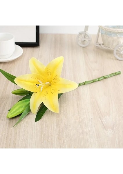 Sarı Yapay Ipek Çiçekler Zambak Buketi 41 cm Uzunluğunda Dıy Yaratıcı Buket Arkadaşlar Için Hediye Olarak Öğretmek ve Taze Oturma Odası Dekoru (Yurt Dışından)