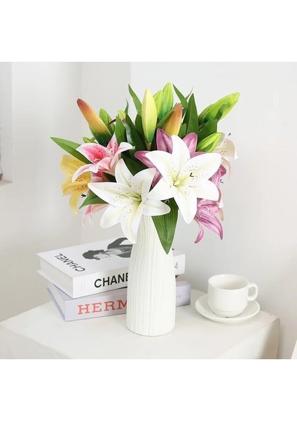 Sarı Yapay Ipek Çiçekler Zambak Buketi 41 cm Uzunluğunda Dıy Yaratıcı Buket Arkadaşlar Için Hediye Olarak Öğretmek ve Taze Oturma Odası Dekoru (Yurt Dışından) fırsatları