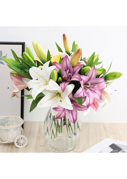 Sarı Yapay Ipek Çiçekler Zambak Buketi 41 cm Uzunluğunda Dıy Yaratıcı Buket Arkadaşlar Için Hediye Olarak Öğretmek ve Taze Oturma Odası Dekoru (Yurt Dışından) indirimleri