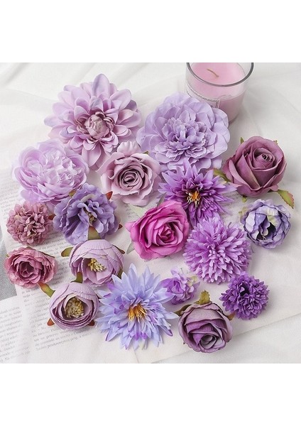 18 Mor Yapay Çiçekler Kafaları Ipek Çiçekler Ev Dekor Parti Düğün Dekorasyon Dıy Sevgililer Günü Hediyeleri Aksesuarları (Yurt Dışından) modelleri