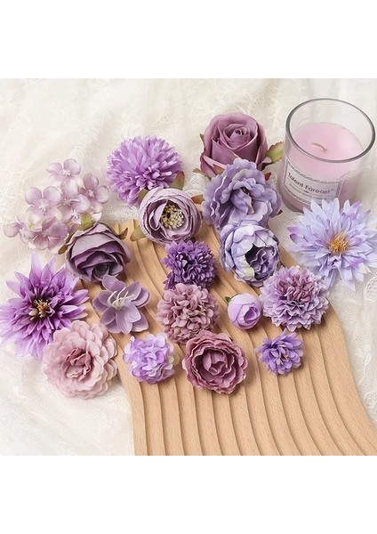 18 Mor Yapay Çiçekler Kafaları Ipek Çiçekler Ev Dekor Parti Düğün Dekorasyon Dıy Sevgililer Günü Hediyeleri Aksesuarları (Yurt Dışından) indirimleri