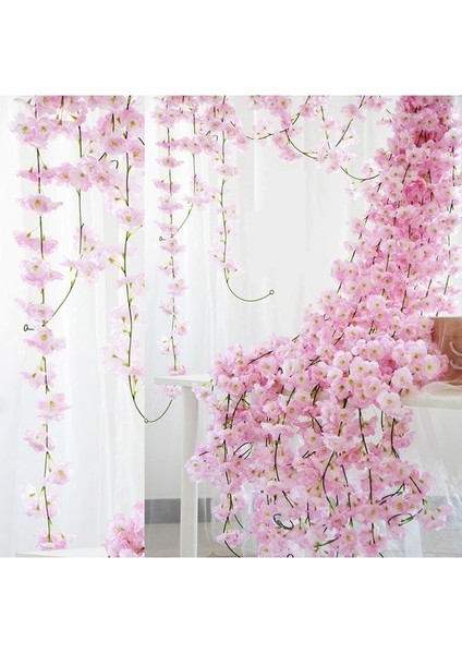 B01 Beyaz Asma 2.3 M Çiçek Çelenk Yapay Çiçek Dize Yaprakları ile Ipek Sakura Kiraz Çiçeği Sarmaşık Asma Ev Bahçe Düğün Kemer Dekor Için (Yurt Dışından) fiyatları