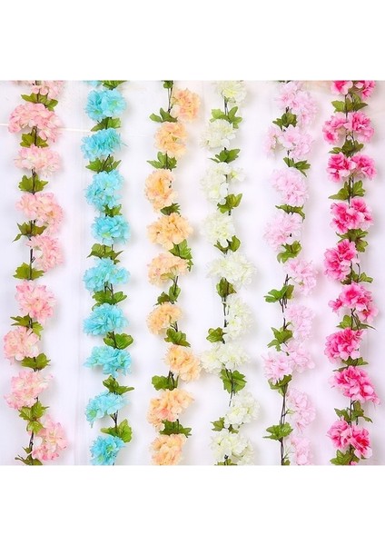 B01 Beyaz Asma 2.3 M Çiçek Çelenk Yapay Çiçek Dize Yaprakları ile Ipek Sakura Kiraz Çiçeği Sarmaşık Asma Ev Bahçe Düğün Kemer Dekor Için (Yurt Dışından) modelleri