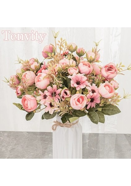 Pembe 1 Adet Ipek Gül Pembe Yapay Çiçekler Buket Plastik Aksesuarlar Ev Oturma Odası Düğün Masa Dekorasyon Çiçek (Yurt Dışından) fiyatları