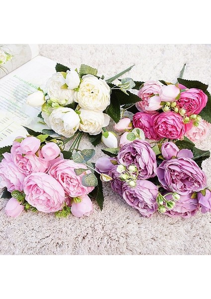 1 Adet 2022 Güzel Gül Şakayık Yapay Ipek Çiçekler Küçük Buket Flores Ev Partisi Bahar Düğün Dekorasyon Çiçek (Yurt Dışından) modelleri