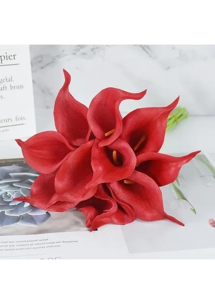 10 Adet 37 cm Beyaz Pu Çiçek Yapay Calla Zambak Ev Dekor Için Düğün Gelin Buketi Ev Masa Çiçek Buket Dekor 10/5 Adet (Yurt Dışından)