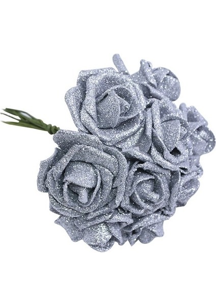 Gümüş 10 Adet Glitter Köpük Gül Yapay Çiçekler Buket Düğün Dekorasyon Çiçek Gül Ev Dekorasyon Flores Gül Çiçek (Yurt Dışından)