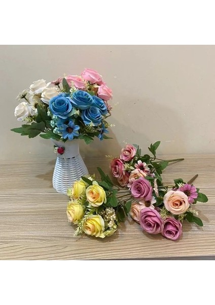 09 5 Güller 4 Papatyalar Yapay Çiçekler Düğün Ev Sonbahar Dekorasyon Büyük Buket Lüks Çiçek Aranjmanı Toplu (Yurt Dışından) fırsatları