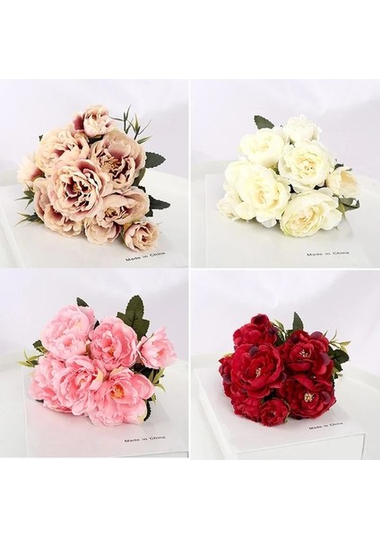 Kahve Rengi Çok Renkli Güzel 5 Büyük Kafa 2 Küçük Tomurcuklar Retro Şakayık Çiçek Ipek Çiçek Buket Aile Düğün Dıy Dekorasyon Da (Yurt Dışından) fiyatları