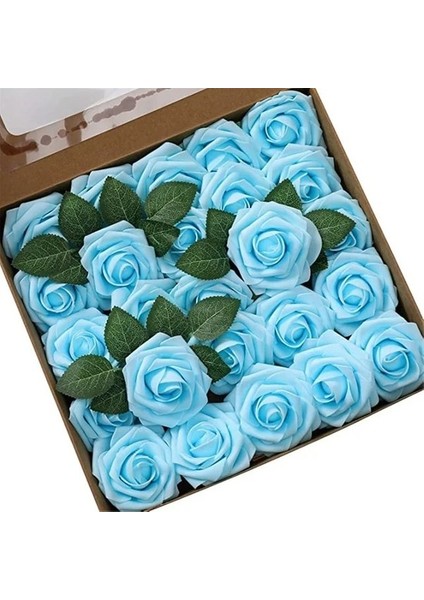 F01 Mavi 25 Adet Hiçbir Kutu 25/50 Kafaları Yapay Gül Çiçek Köpük Çiçekler Güller Dıy Düğün Buketleri Parti Ev Dekor Bahçe Dekorasyon Için Bırakır (Yurt Dışından)