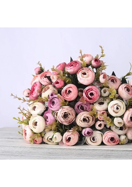 Pembe Avrupa Vintage Yapay Ipek Çay Gül Çiçek 6 Kafa 4 Küçük Tomurcuk Buket Düğün Ev Retro Çiçek Parti Dıy Dekorasyon (Yurt Dışından) fiyatları