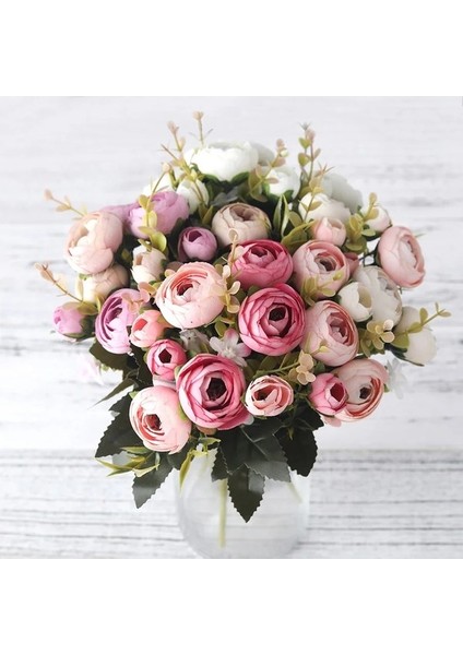 Pembe Avrupa Vintage Yapay Ipek Çay Gül Çiçek 6 Kafa 4 Küçük Tomurcuk Buket Düğün Ev Retro Çiçek Parti Dıy Dekorasyon (Yurt Dışından) fırsatları