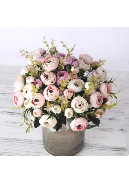 Pembe Avrupa Vintage Yapay Ipek Çay Gül Çiçek 6 Kafa 4 Küçük Tomurcuk Buket Düğün Ev Retro Çiçek Parti Dıy Dekorasyon (Yurt Dışından) indirimleri