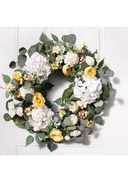 Yeşil Okaliptüs Yaprakları ile Yapay Ortanca Çelenk, Ön Kapı Duvar Çiftlik Evi Dekoru Için Çiçek Çelenk (Yurt Dışından) fiyatları