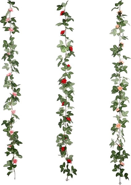 3 Adet Gül Asma Çiçekleri Kiler Yapay Çiçek Asılı Gül Sarmaşığı Ev Otel Ofis Düğün Parti Bahçe Kemer Dekor (Yurt Dışından)