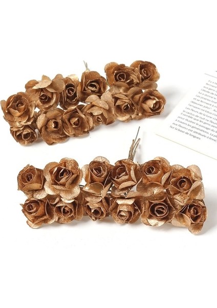 Altın 36 Adet Mini Yapay Gül Buketi Kağıt Çiçekler Ev Dekor Düğün Dekorasyon Için Noel Yeni Yıl 2023 Süsler Aksesuarları (Yurt Dışından)