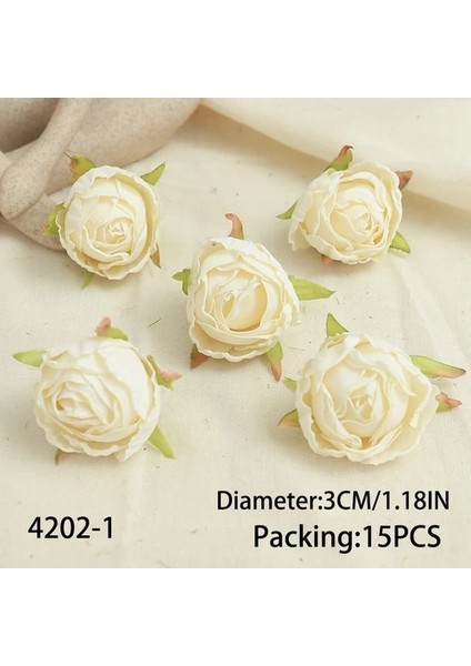 Yanık Kenar 4202-1 Beyaz Gül Kafa Yapay Çiçekler Düğün Ev Partisi Noel Doğum Günü Dekor Dıy Çelenk Scrapbooking Craft Çiçekler Toplu (Yurt Dışından)