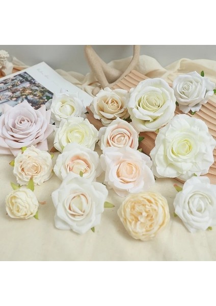 Yanık Kenar 4202-1 Beyaz Gül Kafa Yapay Çiçekler Düğün Ev Partisi Noel Doğum Günü Dekor Dıy Çelenk Scrapbooking Craft Çiçekler Toplu (Yurt Dışından) fırsatları
